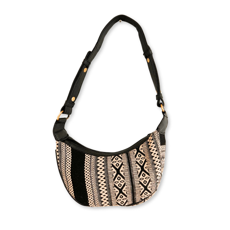 Jacquard Bag - Grey Metro (black strap)