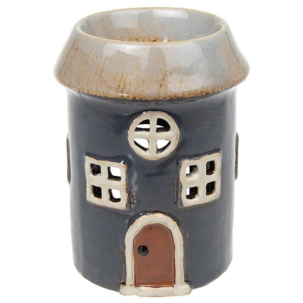 Handcrafted ceramic slate round cottage wax melt warmer with hand-painted finish, from Shudehill Village Pottery Cottage Collection