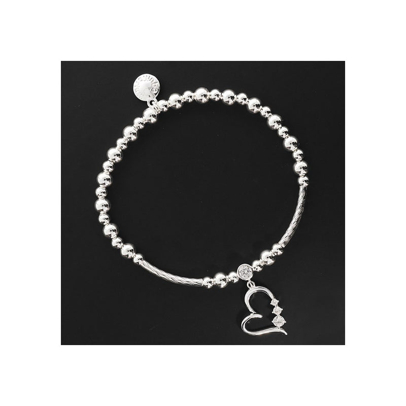 Modern Silver Plated Heart Charm Bracelet