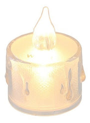 Flameless LED Tealight warm white variant glowing with crystal-effect drip body