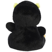 Rocco the Rockhopper Penguin Palm Pals plush, rear view showing jet black back and yellow tufts, white background