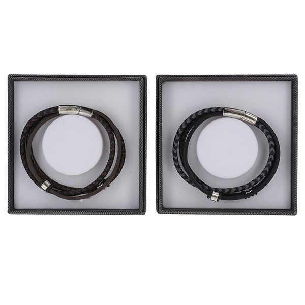 Equilibrium For Men 3-in-1 leather bracelet presented in gift box, available in black and brown