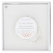 Equilibrium Te Amo Entwined Hearts Silver Plated Bracelet shown in gift box with Te Amo Collection sentiment 