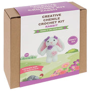 Creative Crochet Chenille Bunny kit box by Shudehill, soft chenille yarn craft kit for children aged 10 and up