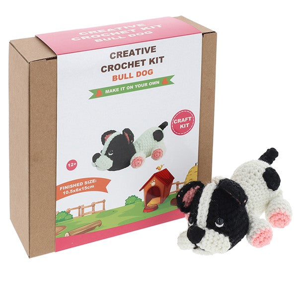 Creative Crochet French Bulldog kit box by Shudehill, craft kit for children aged 10 and up