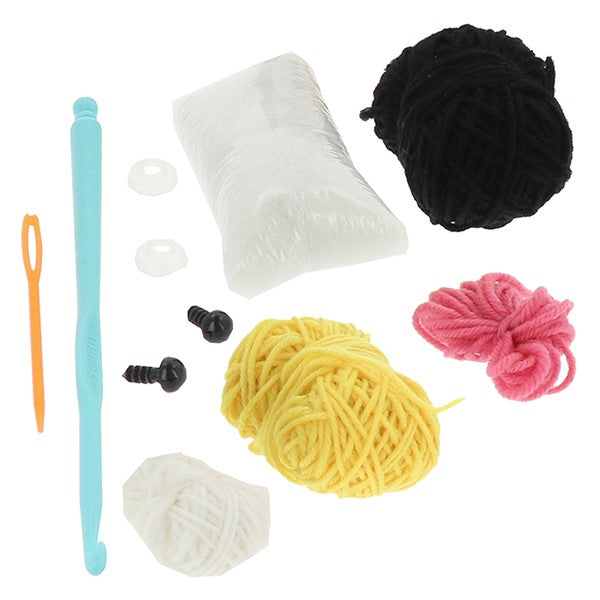 Contents of Creative Crochet Bee and Honey Pot kit showing materials  – Little Monkey Gifts