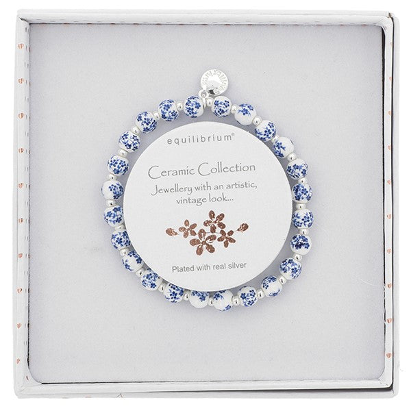 Ceramic Floral Pretty Silver Plated Bracelet