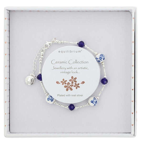Ceramic Floral Contemporary Silver Plated Bracelet