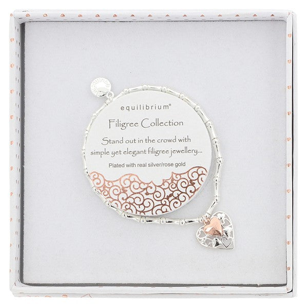 Filigree Two Tone Hearts Bracelet
