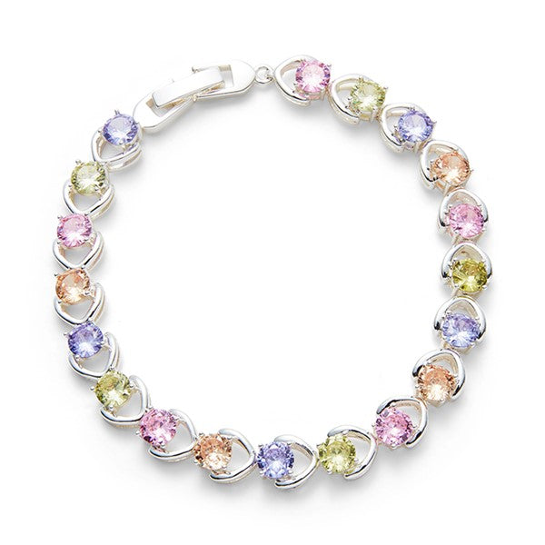 Elegant Pastel Pretty Sparkle Silver Plated Bracelet