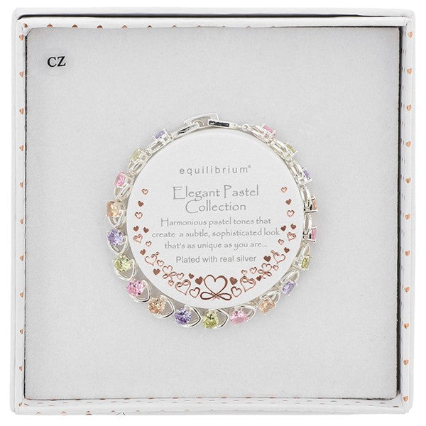Elegant Pastel Pretty Sparkle Silver Plated Bracelet