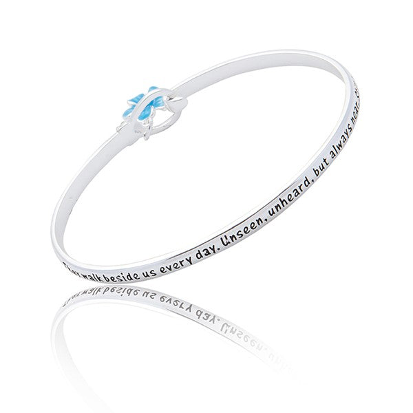 Forget Me Not bangle engraved with remembrance verse, back view