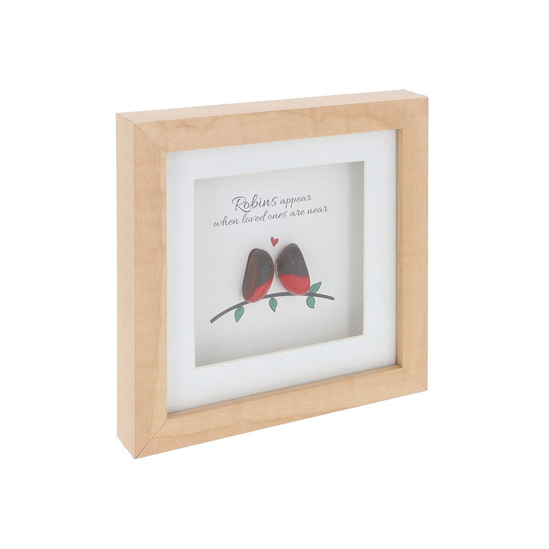 Pebble Glass Square Plaque Robins Appear
