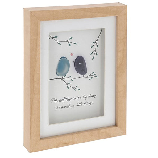 Pebble Glass friendship portrait plaque by Shudehill, MDF with coloured pebbles and friendship sentiment, presented in a white gift box