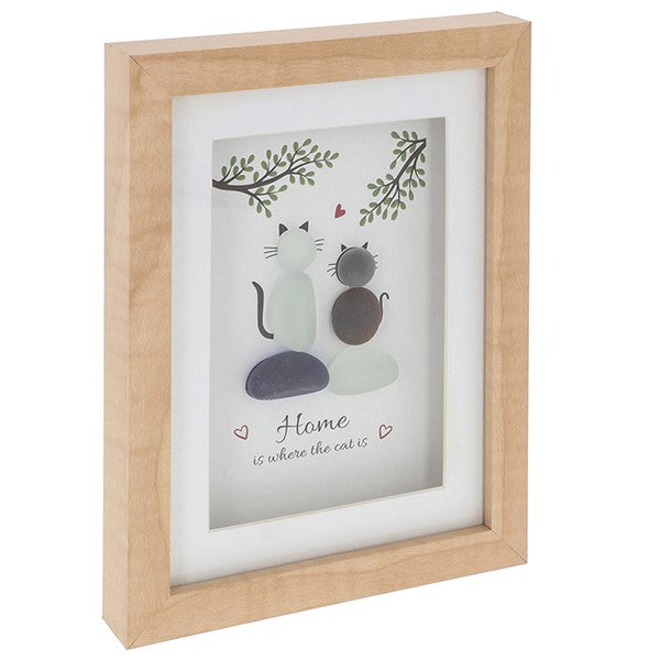 Pebble Glass Portrait Plaque Cats