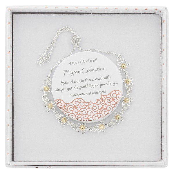 Filigree Two Tone Daisies Bracelet