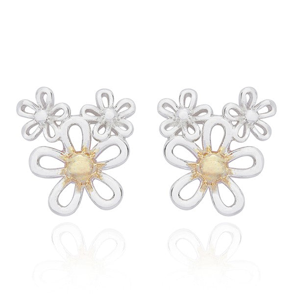 Filigree Two Tone Daisies Earrings