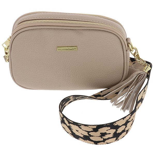 Equilibrium Cross Body Shoulder Bag Two Zips Cream