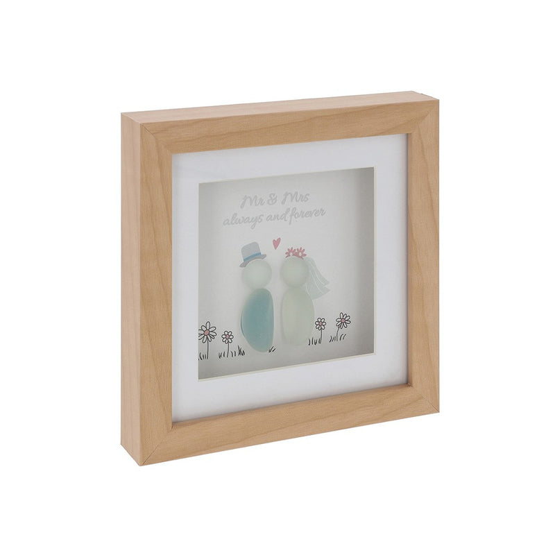 Pebble Glass Square Plaque Mr & Mrs