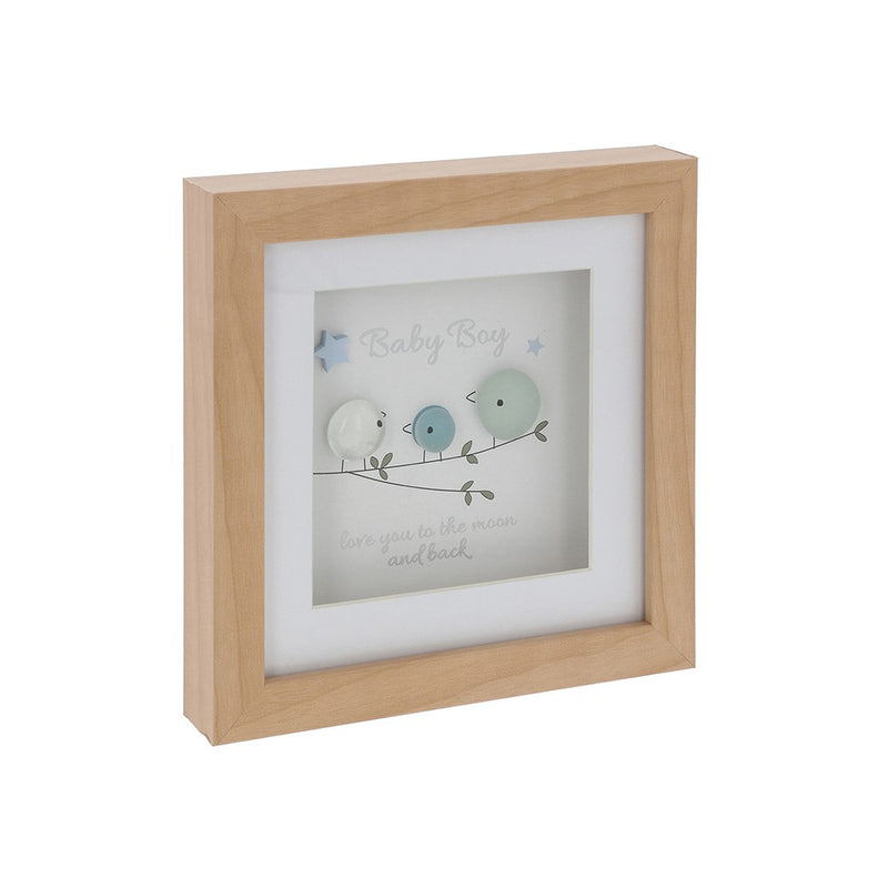 Pebble Glass Square Plaque Baby Boy