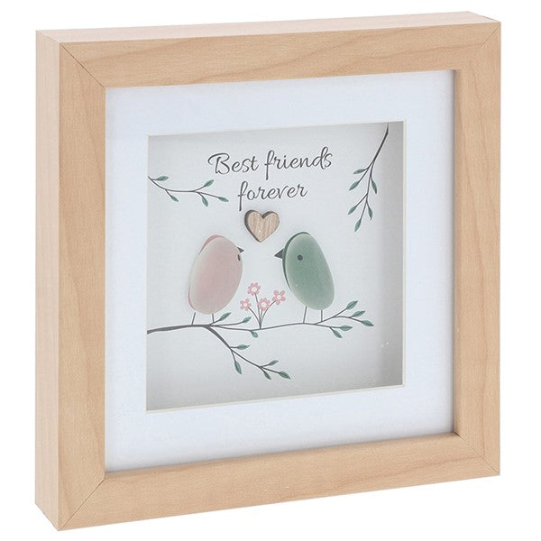 Pebble Glass Square Plaque – Best Friends Forever, 15.5cm, presented on a white background