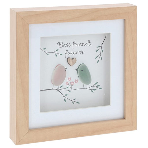 Pebble Glass Square Plaque – Best Friends Forever, 15.5cm, presented on a white background