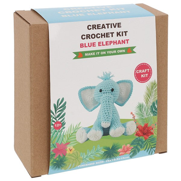 Creative Crochet Blue Elephant Kit by Shudehill — front of packaging