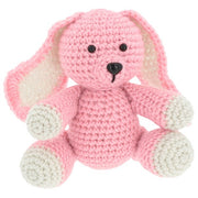 Completed crocheted pink bunny made from the Creative Crochet kit by Shudehill