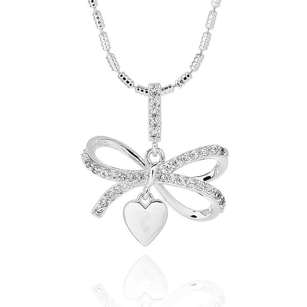 Eternal Bow Hanging Heart Necklace