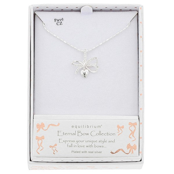 Eternal Bow Hanging Heart Necklace
