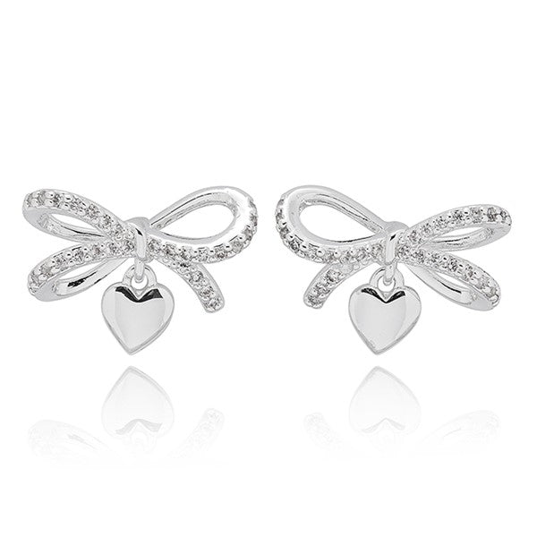 Eternal Bow Hanging Heart Earrings