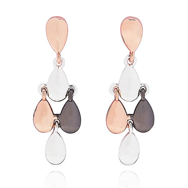 Mixed Metal Diamond Shape Earrings