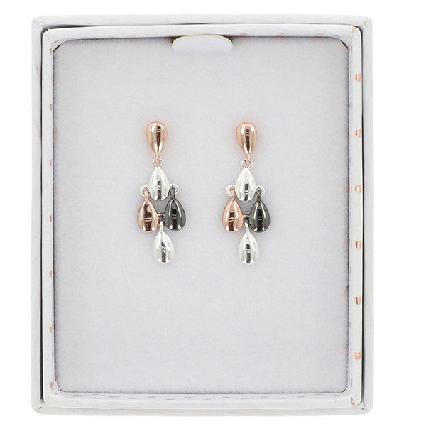 Mixed Metal Diamond Shape Earrings