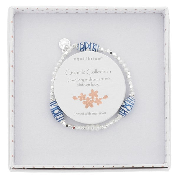 Ceramic Aztec Pearl Silver Plated Bracelet
