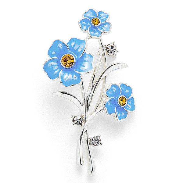 Forget Me Not Silver Plated Posy Brooch