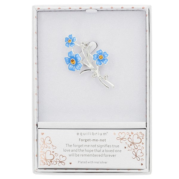 Forget Me Not Silver Plated Posy Brooch