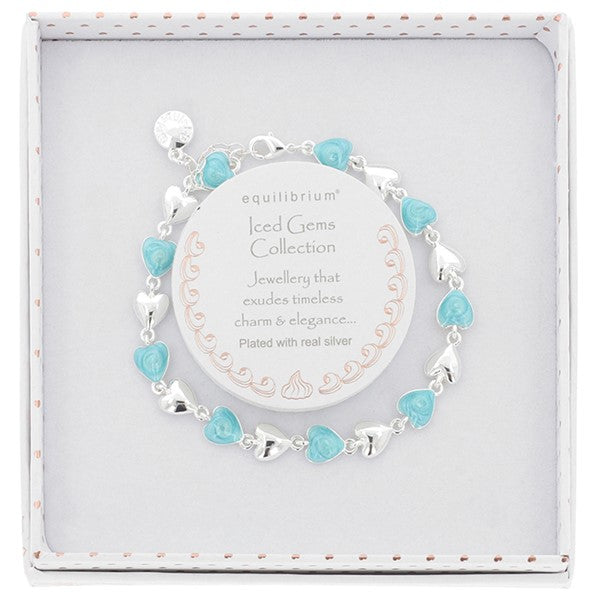 Iced Gem Hearts Silver Plated Bracelet