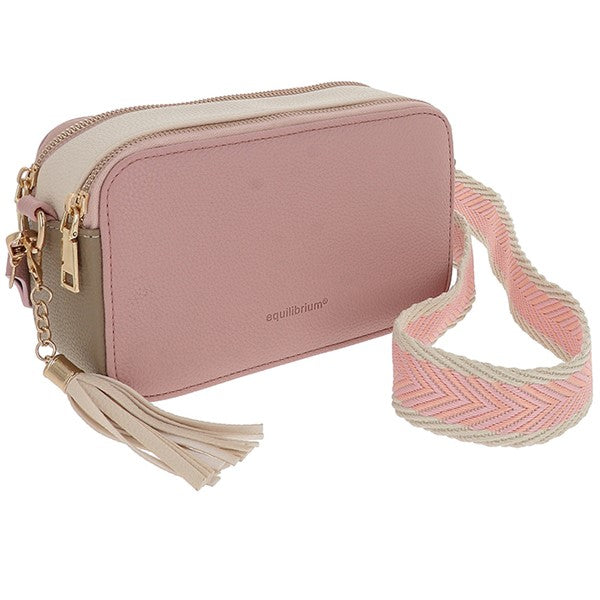 Tri-Colour Cross Body Bag Pink Cream