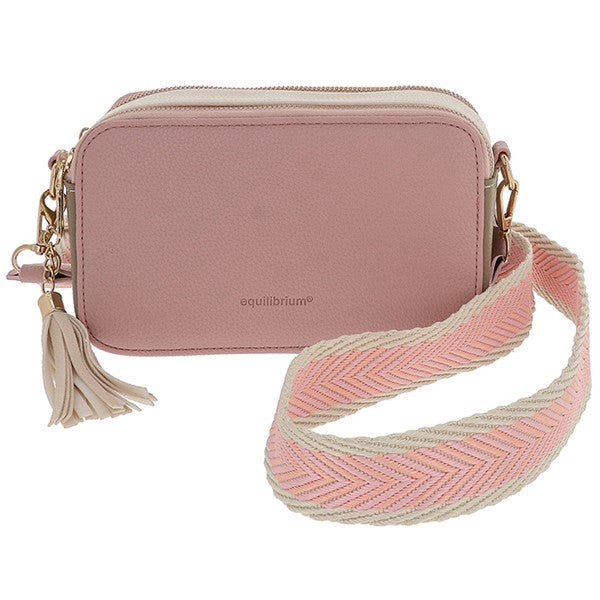 Tri-Colour Cross Body Bag Pink Cream