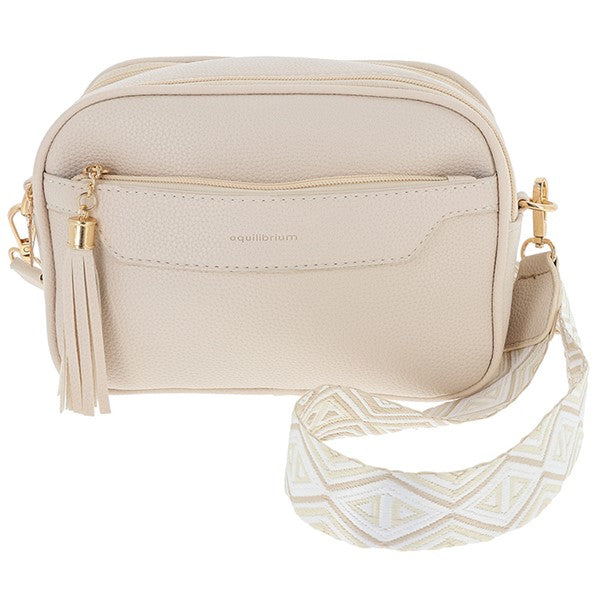 Front Pocket Cross Body Bag Cream