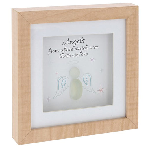 Pebble Glass Square Plaque – Angels, 15.5cm, presented on a white background