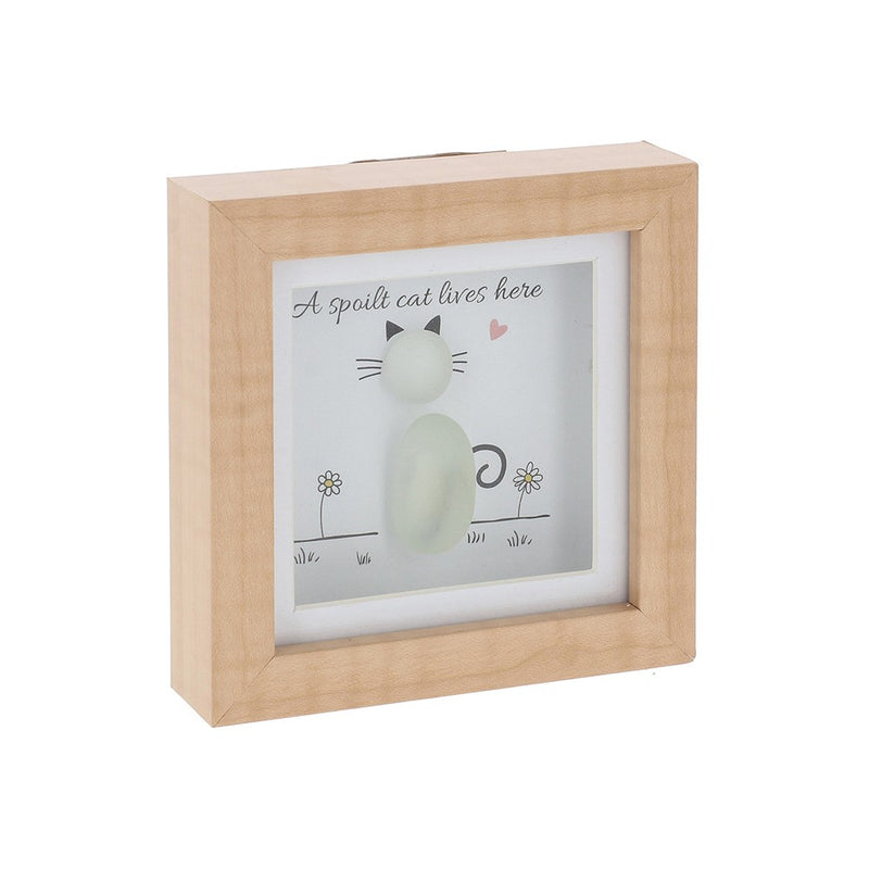 Pebble Glass Mini Plaque Cat
