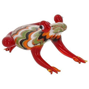 Collectable Colourful Glass Frog Figurine in orange, presented on a white background