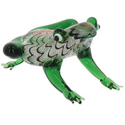 Collectable Colourful Glass Frog Figurine in green, presented on a white background