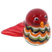 Collectable Colourful Glass Sitting Bird in red, presented on a white background