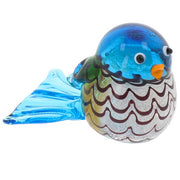 Collectable Colourful Glass Sitting Bird in blue, presented on a white background
