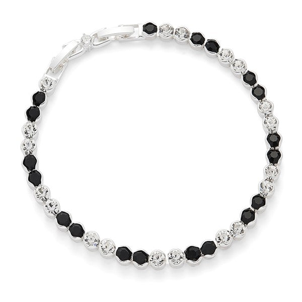 Monochrome Silver Plated Tennis Bracelet