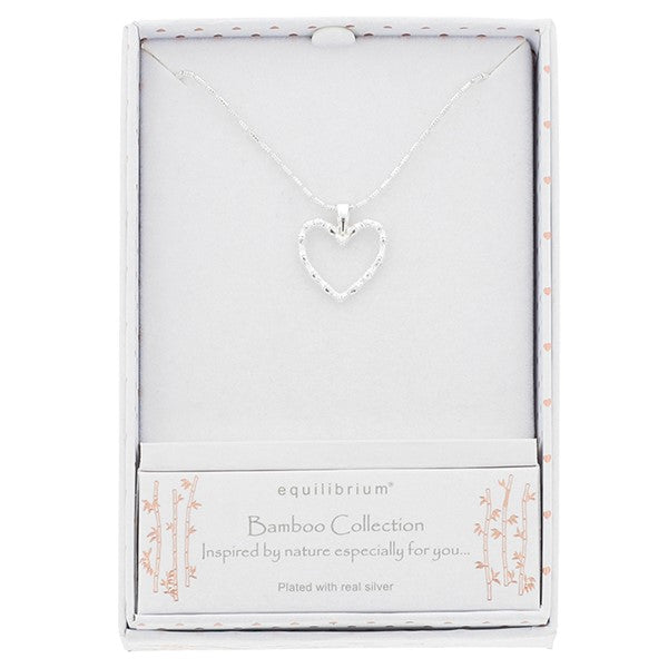 Bamboo Silver Plated Hearts Necklace