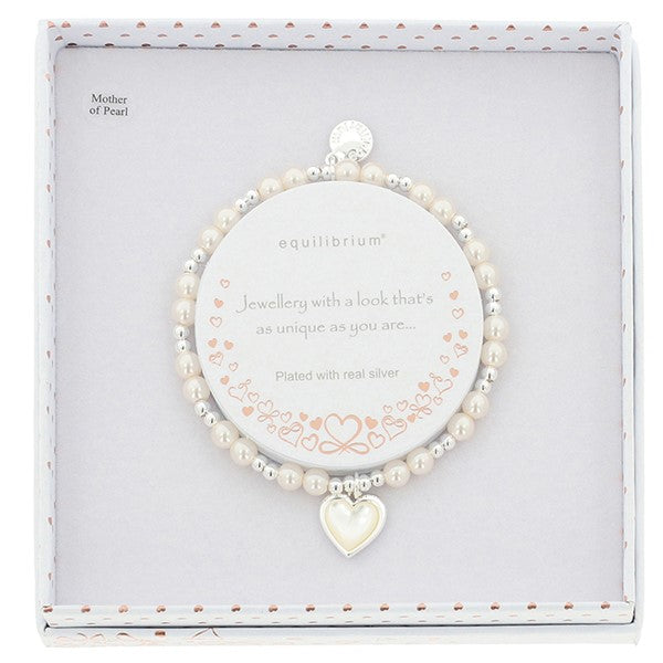 Pearl & Mother of Pearl Silver Plated Heart