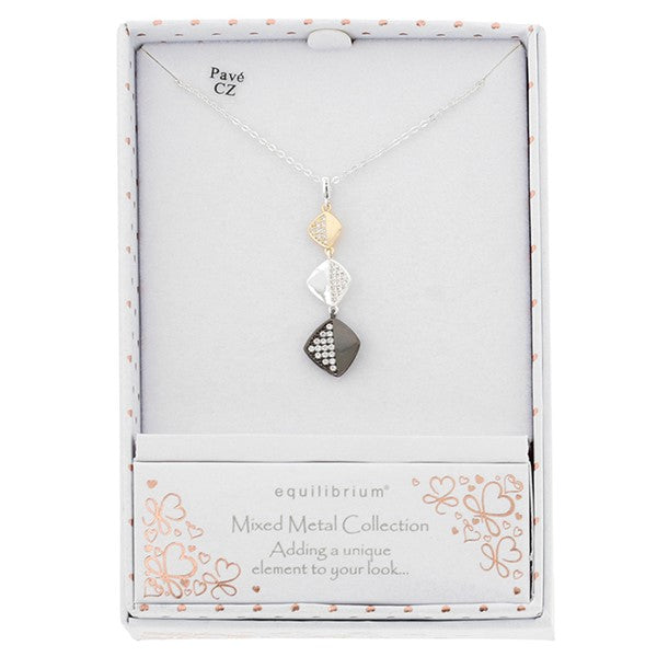 Mixed Metal Three Drops Necklace